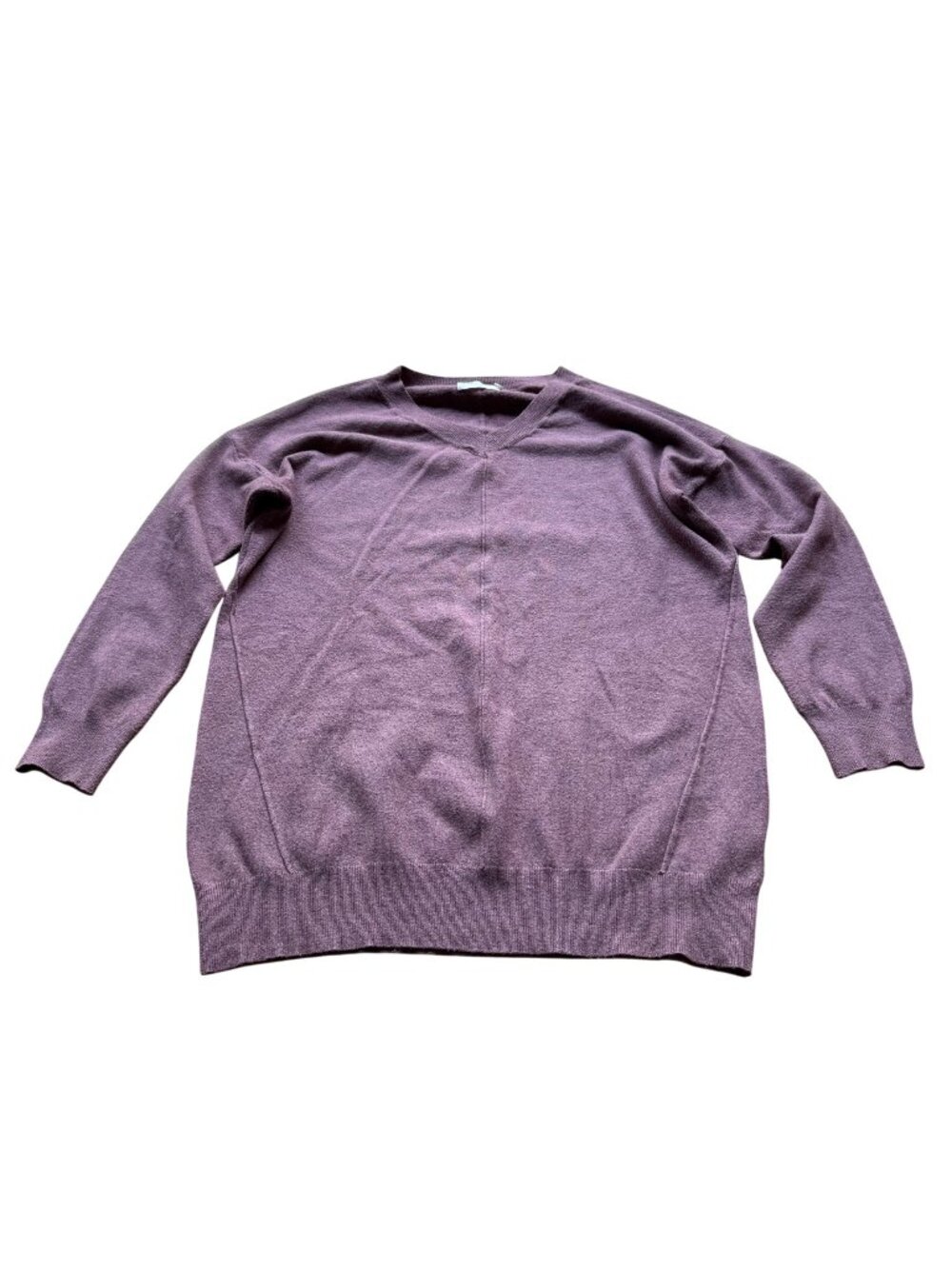 Dreamers Size S Mauve Cotton Rayon Blend Lightweight Long Sleeve V-Neck Sweater